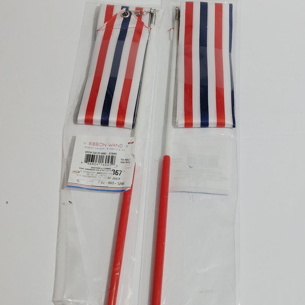 2‑Pack Red/White/Blue Ribbon Wands – 4 Ft Patriotic Streamers - NIP